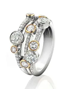 1 PC Elegant Cubic Zirconia Double Row Ring For Women For Wedding Engagement Party Jewelry Valentine's Day Gift