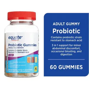 Equate 3-in-1 Daily Probiotic Dietary Supplement Gummies - Natural Fruit Flavors, 60 Count - Unisex
