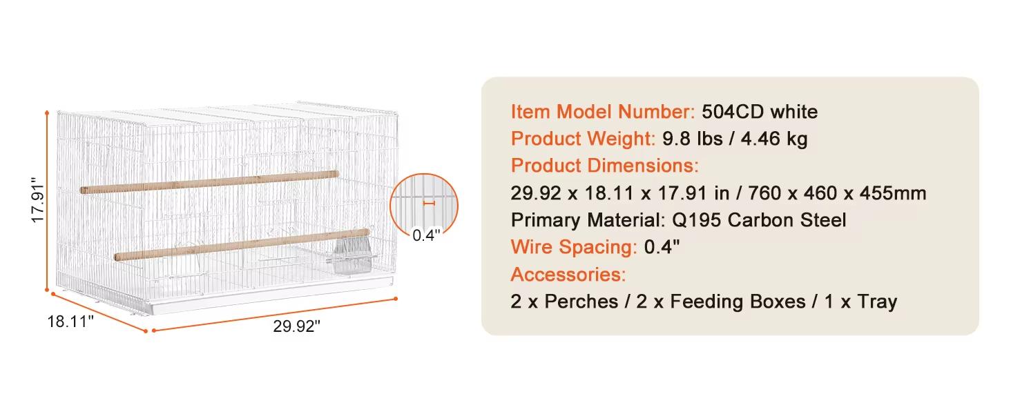 SucceBuy 30In Flight Bird Cage Stackable Divided Small Animal Cage for Kinds of Birds Pet Travel Birdcage with Handle and Perche