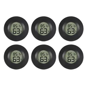 6-Pack Mini Hygrometer Thermometer Digital LCD  Indoor/Outdoor Humidity Meter Gauge Temperature for Humidors  Greenhouse Babyroom Reptile Incubator