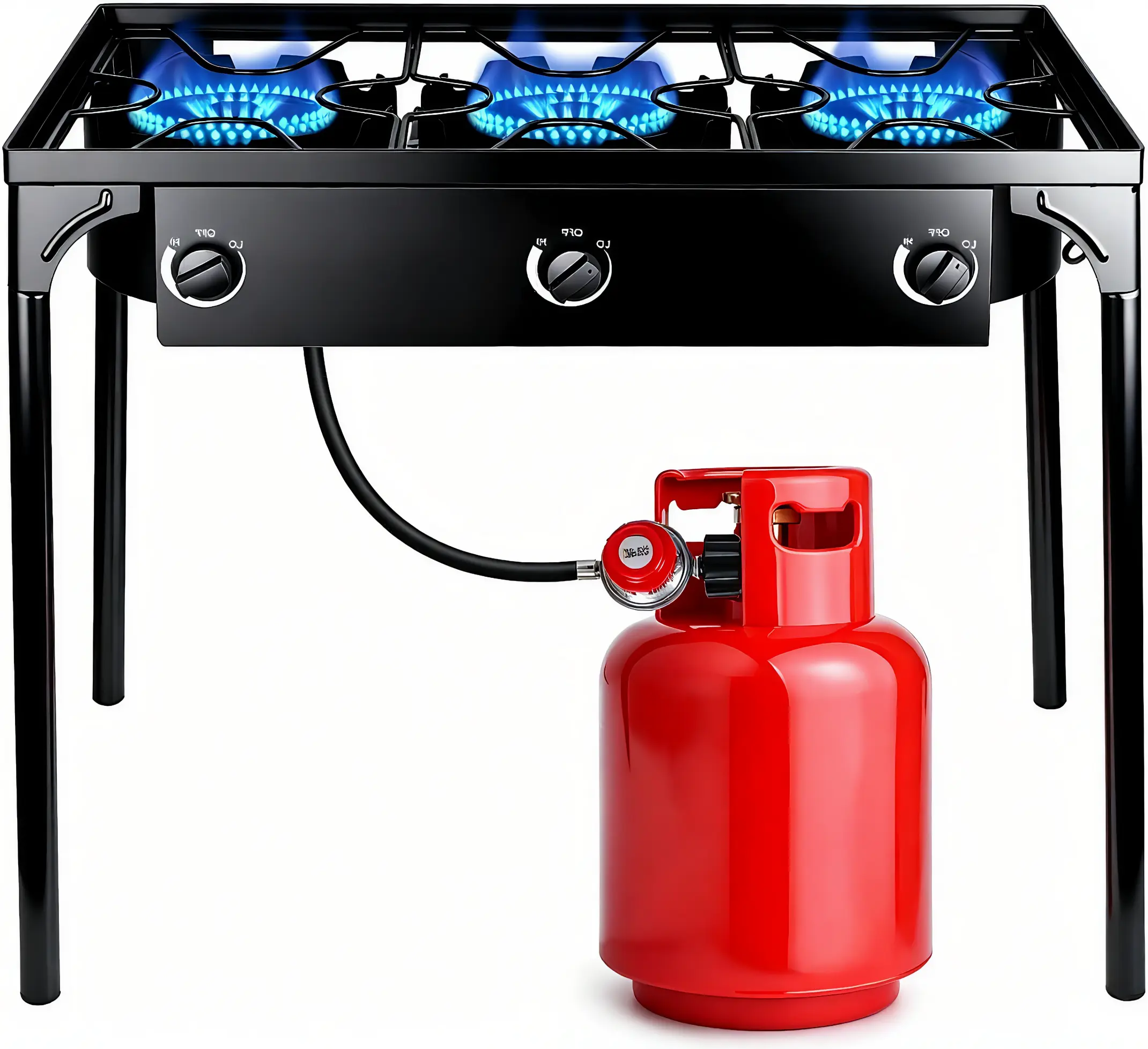 225,000‑BTU 3 Burners High Pressure Propane Outdoor Stove with Detachable Legs for Camping & Patio