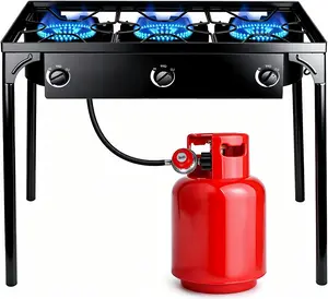 225,000‑BTU 3 Burners High Pressure Propane Outdoor Stove with Detachable Legs for Camping & Patio