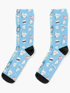 Dental Pattern Blue Background Socks