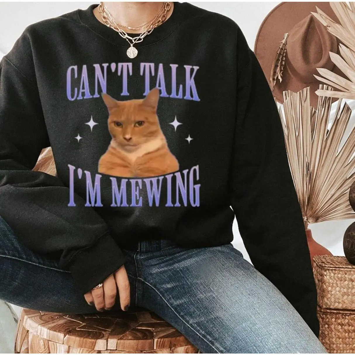 Can't Talk I'm Mewing shirt, Funny Meme T-Shirt, funny cat tee, gift for men, women, Graphic Shirt, Fun and Expressive, Full Size