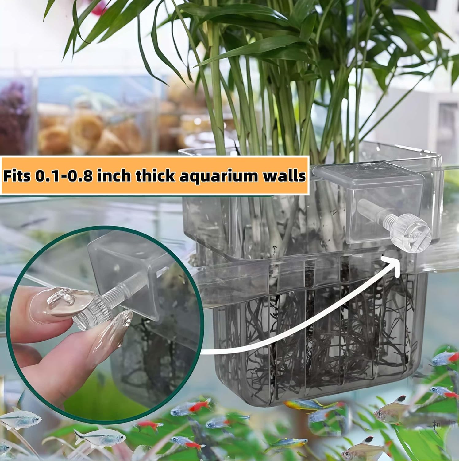 2 Pack Clear Aquarium Plant Holder Top Hanging Fish Tank Plant Holders Fits up to 0.8in Tank Edges