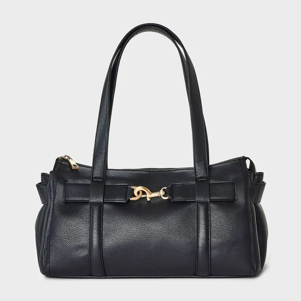 Slouchy Satchel Handbag - A New Day Black