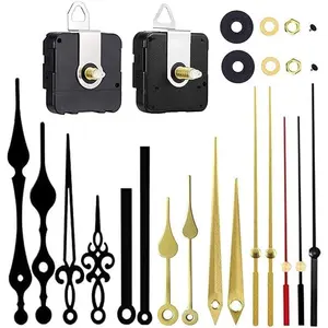 2 count Silent Clock Movement Mechanism Long and Short Shaft with 6 Different Pairs of Hands DIY Clock Repair   Replacemen