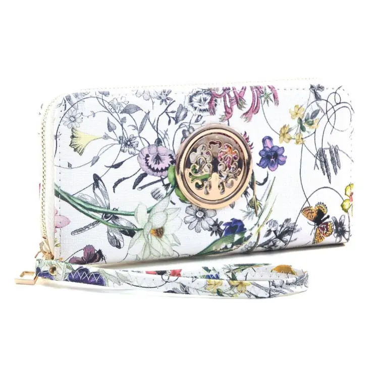 DASEIN Emblem Embossed Zip Around Wallet