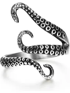 Stainless Steel Octopus Shape Rings for Men Women Vintage Stackable Rings,Size 7-13