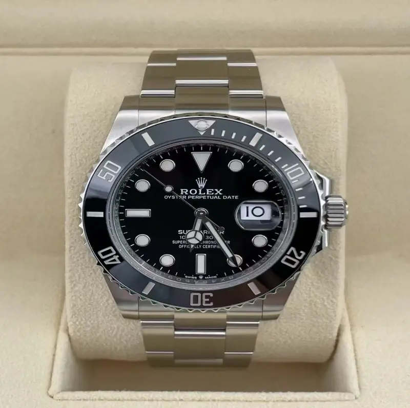 Submariner Series All-Steel Watch, Black Ceramic Bezel, Oyster Bracelet, Men's Model
