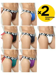 2/3/4 Pcs Random Color Men's Natural Bamboo Fiber Low-Rise Triangle Thongs Underwear, Dual-Strap Hip Lift Back & U-Pouch Design, Comfort & Breathable for Athletic Outdoor, Casual & Fitness Sports Activewear