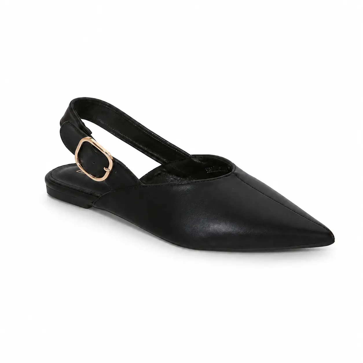 BERNESS Yollanda Women's Slip-On Slingback Flats - Pointed Toe, Plain, Buckle Strap, Flat Heel, Elegant Casual Shoes for Office Work & Casual Wear