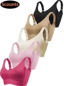 5counts 4/5 Piece Women's Bra Comfortable Non-Marking Non-Steel Ring Gathered Wireless Support Daily Wear Sleep Bra Maximum Comfort Basic Black Friday Minimalist Bridal Womenswear    Bras for plus size