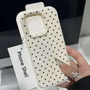 Polka Dot UV Print Leather Texture Protective Phone Case Protector for iPhone 17 16 15 14 13 12 11 Pro Max Plus, Tpu Protection, Fashion Gift, Accessories
