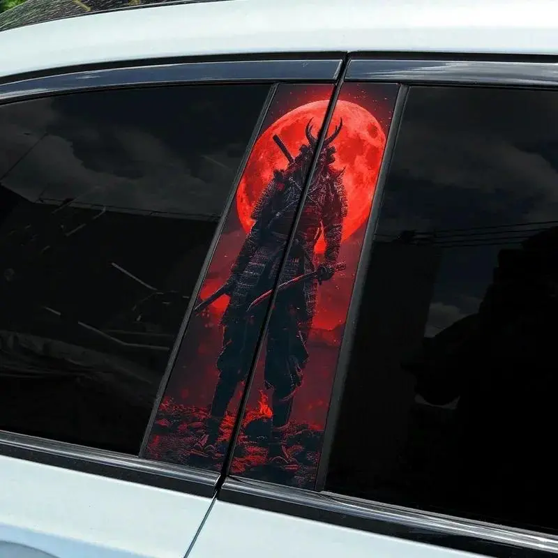 Samurai Pattern Car Sticker, Universal Car Sticker, Waterproof & Sunproof Vinyl Decal, Suitable for Car B-pillar, C-pillar, Perfect for Covering Door Pillar Scratches, Automobile Decals, Car Decals, Stickers For Cars