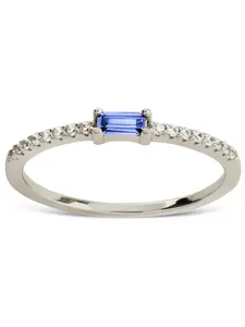 Sterling Silver Thin Aquamarine CZ Stacking Birthstone Ring