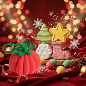 Christmas Bath Salt and Scrub Set, Cute Tomato Shape Soft Bath Bombs, Fast Foaming, Happy Exfoliating, Multiple Scents, Shower and Bathtub Use