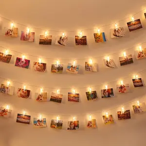 Photos Clips String Lights 20 LED  Operated Fairy String Lights for Bedroom  Photos, Room Decor for Teen Girls, Thanksgiving Christmas Wedding Decorations(10FT Warm White)