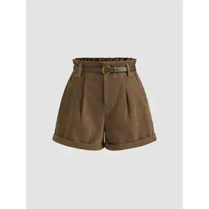 Cider [size 2-26] Corduroy Mid Rise Roll Hem Shorts With Belt SwimWeek