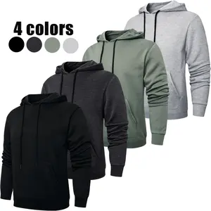 [2025 Clearance]Mens Long Sleeve Casual Pullover Fashion   Gym  Shirt with Kanga Pocket perfect  trendy hoodie Solid Drawstring Hooded Sweatshirt