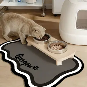 Fast-Drying Pet Feeding Mat for Dogs, Cats and Kitten, Splash-Proof and Absorbent, Easy to Clean with Paw Print Design, Perfect Gift for Pet Owners