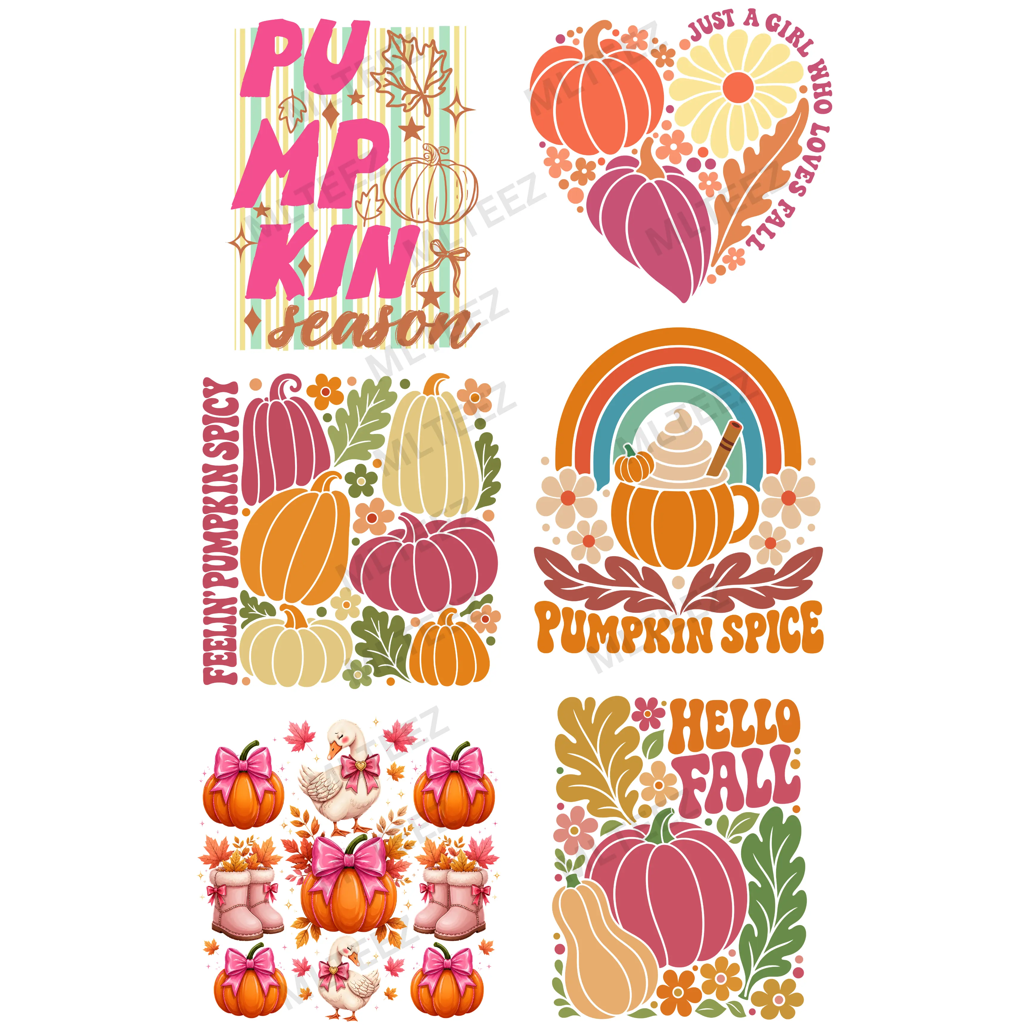 PUMPKIN SEASON (3) PREMADE GANGSHEET - 22X36 DTF TRANSFERS - DIRECT TO FILM
