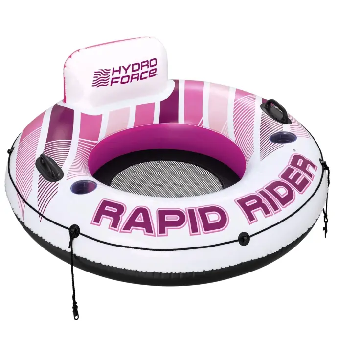 48” Rapid Rider Inflatable Rafting Tube with Cup Holder, Single Rider, Pink