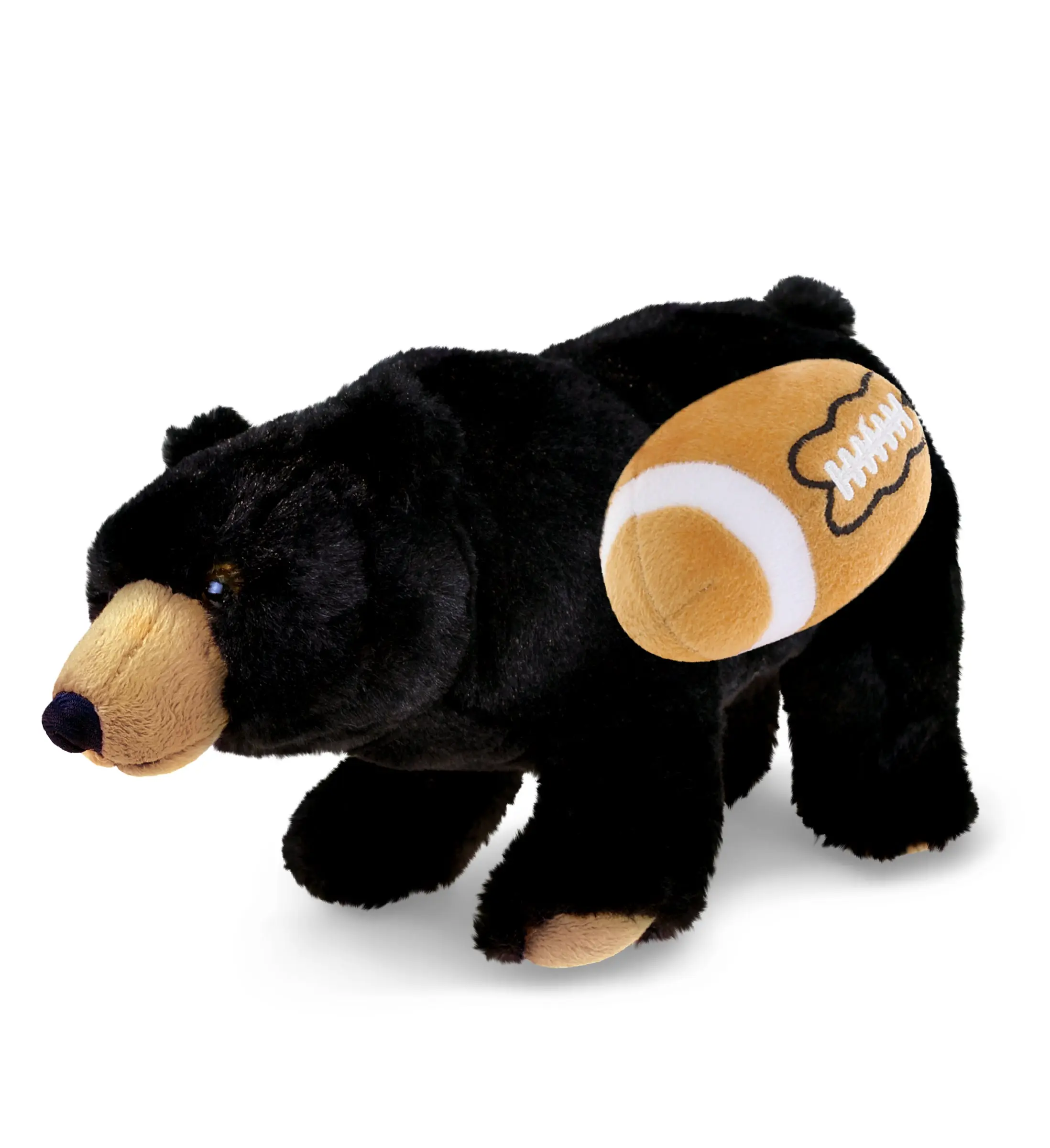 DOLLIBU Black Bear Plush Toy - 11 in Wildlife Stuffed Animal with Football, Super Soft Polyester, Personalized Name Option, Huggable Kids & Adult Gift, Machine-Sewn Durable Plush