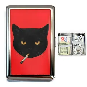 Vintage Style Metal Slim Card Case,Secure Snap Closure, Art Deco Design Ultra Compact Wallet for Men Women