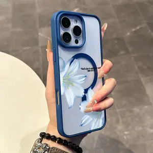 Magnetic Compatible Case for iPhone 16 E Pro Max 15 Plus 14 13 12 11 XS XR, Kawaii Isaiah Lily Verse Pattern | Lightweight, Shockproof, Silicone, Aesthetic, and Scratch Resistant