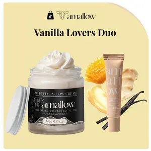 Amallow Vanilla Lovers Duo | Whipped Tallow Cream (Vanilla Lavender) + Tallow Based Lip Balm (Vanilla Dream)