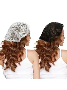 Short Veil Hijab Lace Hat with Rose Embroidery Pattern, Single Layer Round Headscarf Church Headdress for Wedding Occasions