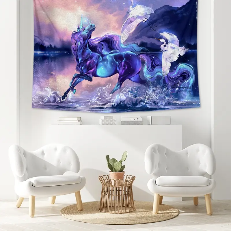 1PC Large Magical Unicorn and Birds Tapestry Fantasy Wall Art Tapestry for Bedroom, Living Room, Office, Party or Room Decor Extra Large 78*59inch Polyester Tapestries with Free Installation Package Decor As Best Gift for Housewarming and Friends