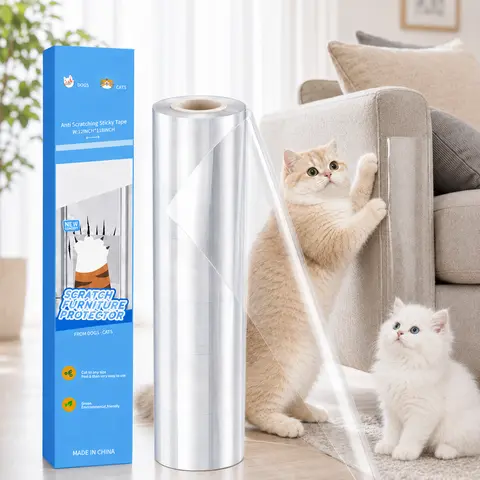 AISOON Ultra-Clear Cat Scratch Deterrent Tape, 118"x12" Residue-Free Heavy-Duty Self-Adhesive, Pin-Free Installation, Easy to Cut & Apply, Covers Couch, Beds, Tables, Wall Corners