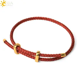 Red Black Steel Wire Adjustable Bangles Expandable Handmade Braided Rope Couple Bracelets for Women Men Jewelry String G434