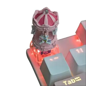 Cute Handmade Resin Unicorn Carousel Keycap - Custom ESC Replacement for Cross-Stem, Cherry MX Switches Mechanical Keyboards, Customizable Keyboard Look Gift for Her