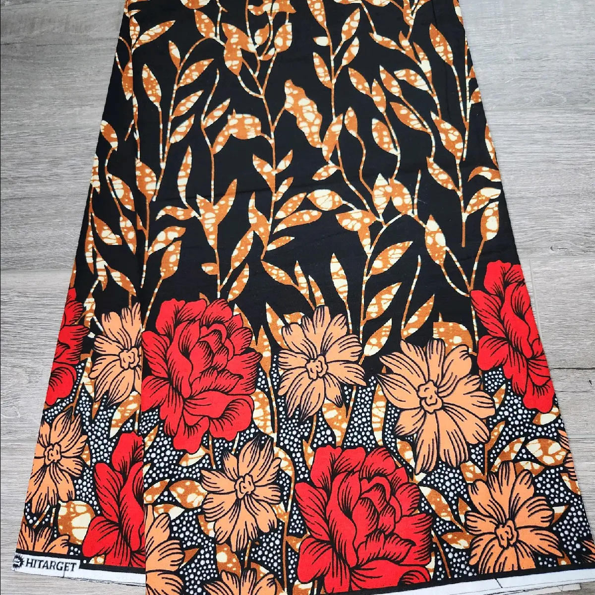 African Print Fabric - Black and Red Pure Cotton African Ankara Fabric, 6yd, Ideal for Making Beautiful Clothing