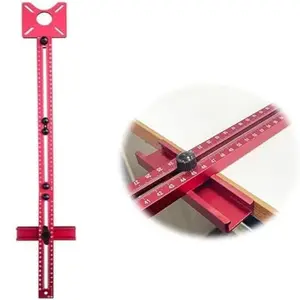 4 in 1 Router Milling Groove Bracket, Aluminum Alloy Router Circle Cutting Jig, Multifunctional Cabinet Hardware Jig and Router Guide, Adjustable Router Jig Tool for Woodworking (Rose Red)