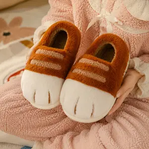 Women's Cute Cat Paw Slippers, Fuzzy Plush House Shoes, Warm Cozy Non Slip Indoor Slides for Bedroom, Home and Winter Gifts