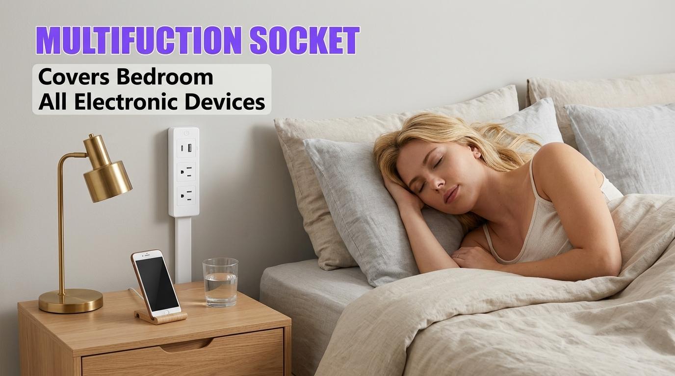 Outlet Extender Outlet electrical Mountable Multi Plug Wall Outlet, with USB-A USB-C & 2 AC, Extendable 22-34" Rotatable 180°, Surge Protector Power Strip,UL-certified power cord,ideal for behind furniture in home/office