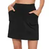 Moteepi Women's High-Waisted 18" Knee-Length 4-Way Stretch Spandex Blend Sports Skort Activewear - Tennis Attire with Built-In Shorts, 4 Functional Pockets (Ball-Securing, Glove-Side Stash), Adjustable Drawstring, Fitted Cut for Golf, Office Errands