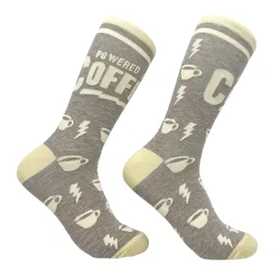 Women's Powered By Coffee Socks Funny Caffeine Lovers Novelty Socks Funny Graphic Socks Comfortable Fitted Spandex Cotton