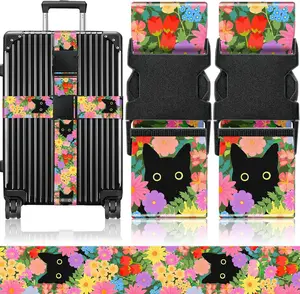 Luggage Straps for Suitcases Travel Belt Accessories Luggage Connector Identifiers 2 Pack Over Handle with Buckle  Nylon Adjustable Strap for Sleeping Bag  Seat