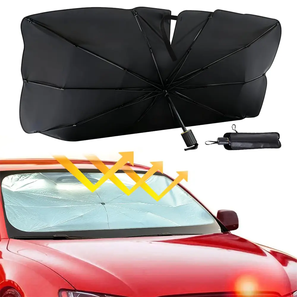 Upgraded Car Windshield Sun Shade Umbrella for SUV Truck Sedan, Foldable Front Window Sunshade Heat Blocker UV Protection Interior Cooling Cover