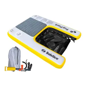 Solstice Inflatable Pup Plank Mini Dog Ramp Water Float Ladder Step Multicolor Portable for Dogs Under 30 Pounds with D-Rings Tie Ropes & Included Pump & Repair Kit