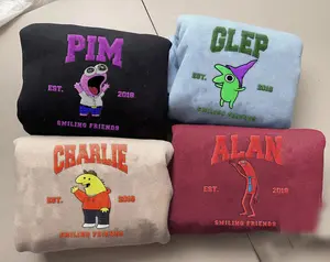 Smiling Friends Embroidered Sweatshirt, Gift For Friends, Embroidered Christmas 2025 Shirt, Hoodie