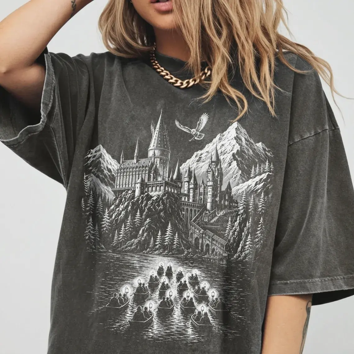 Wizard Castle Owl Shirt, Vintage Back To School Tee, Wizard School Unisex Tee, Magical Fantasycore Graphic T-Shirt, Comfort Colors Gift for Fans, Book Lovers