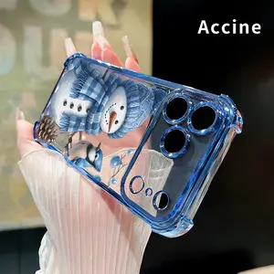 Compatible with iPhone 17 Pro Max 16 15 Plus Air 14 13 12 11 E Phone Case Snowman's Winter Friend Four-Corner Drop-Resistant Electroplated Transparent TPU Soft Protective Cover Gift