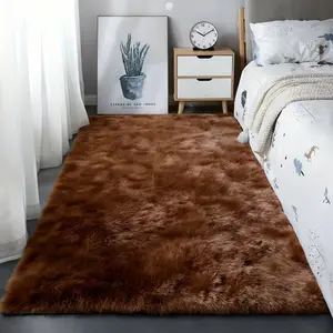 1PC Tie-Dye Shaggy Area Rug Ultra Soft Fluffy Faux Fur Plush Floor Mat Non-Slip Backing Thick Pile Shaggy Carpet Modern Accent Rug for Bedroom Living Room Nursery Dorm Home Decor Cozy Indoor Floor Rug in Multiple Colors Home Decor Essentials.Area rug