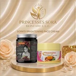 Princesses Sora Skincare L.L.C. Sora's Brightening Face Cream & Vramulatto Black Soap for Radiant Skin Care